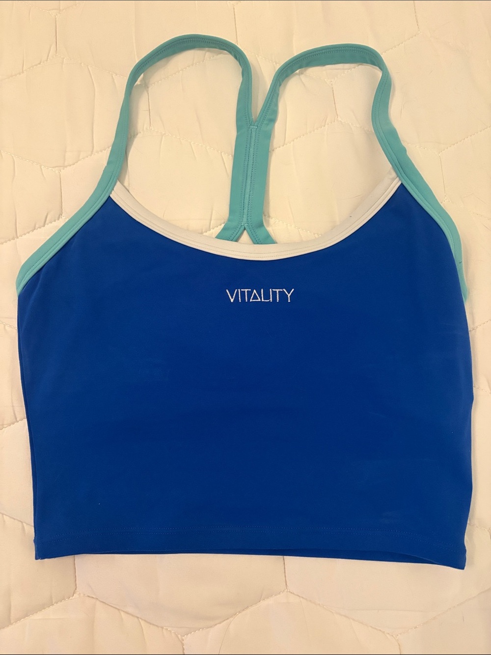 Vitality Blue Racerback Sport bra. Small